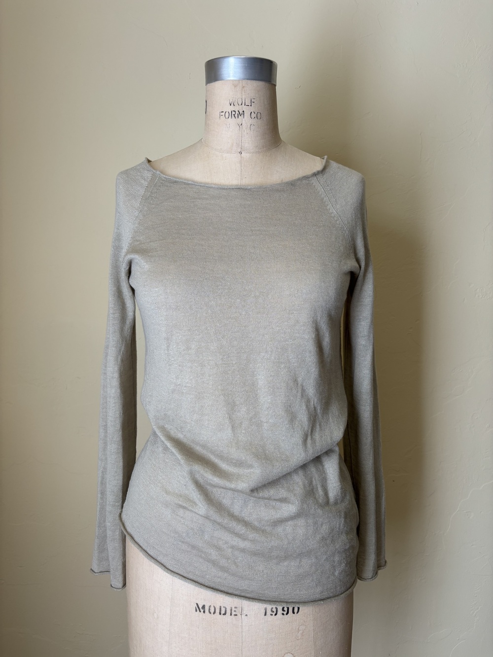 DONNA KARAN Black Label Beige SILK Cashmere Asymmetric KNIT P XS Designer ITALY